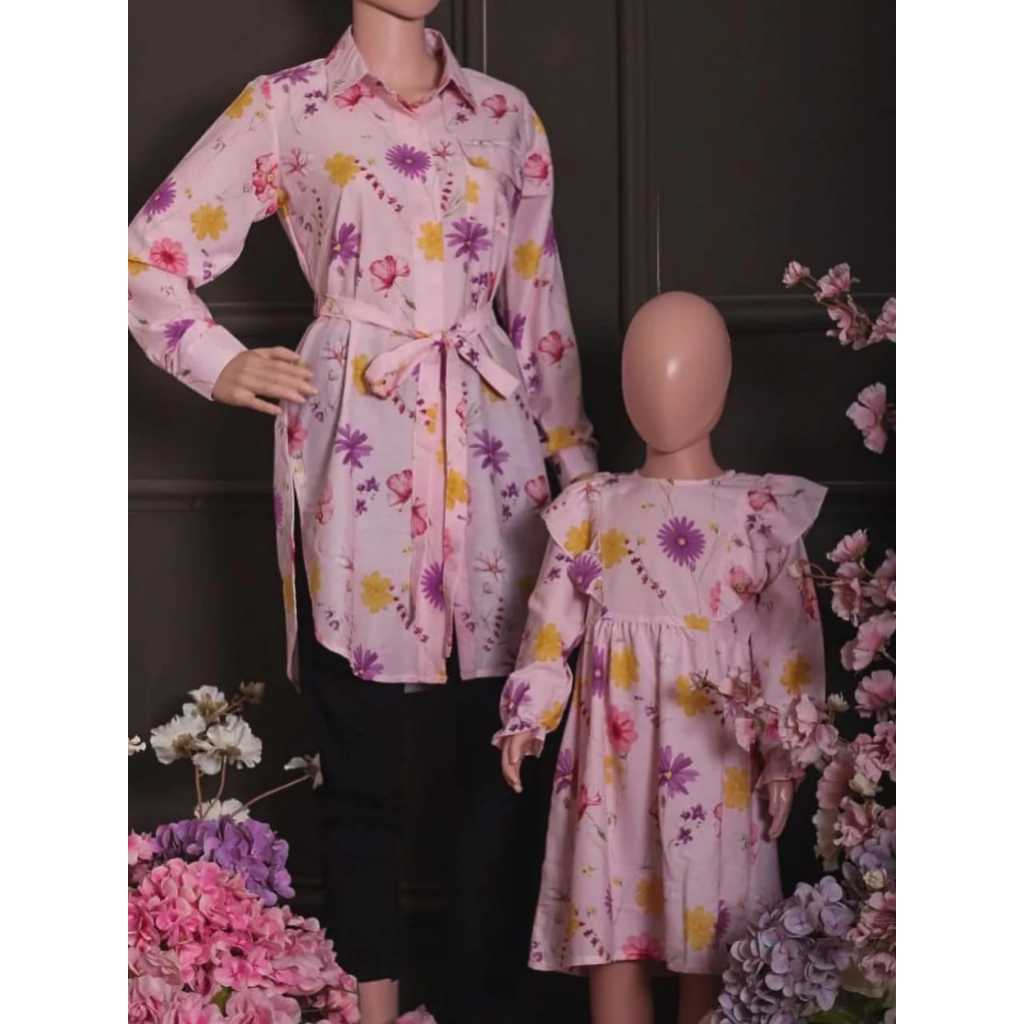 TUNIK IBU DAN ANAK COUPLE PINK CHRISELA NEWBORN BAYI