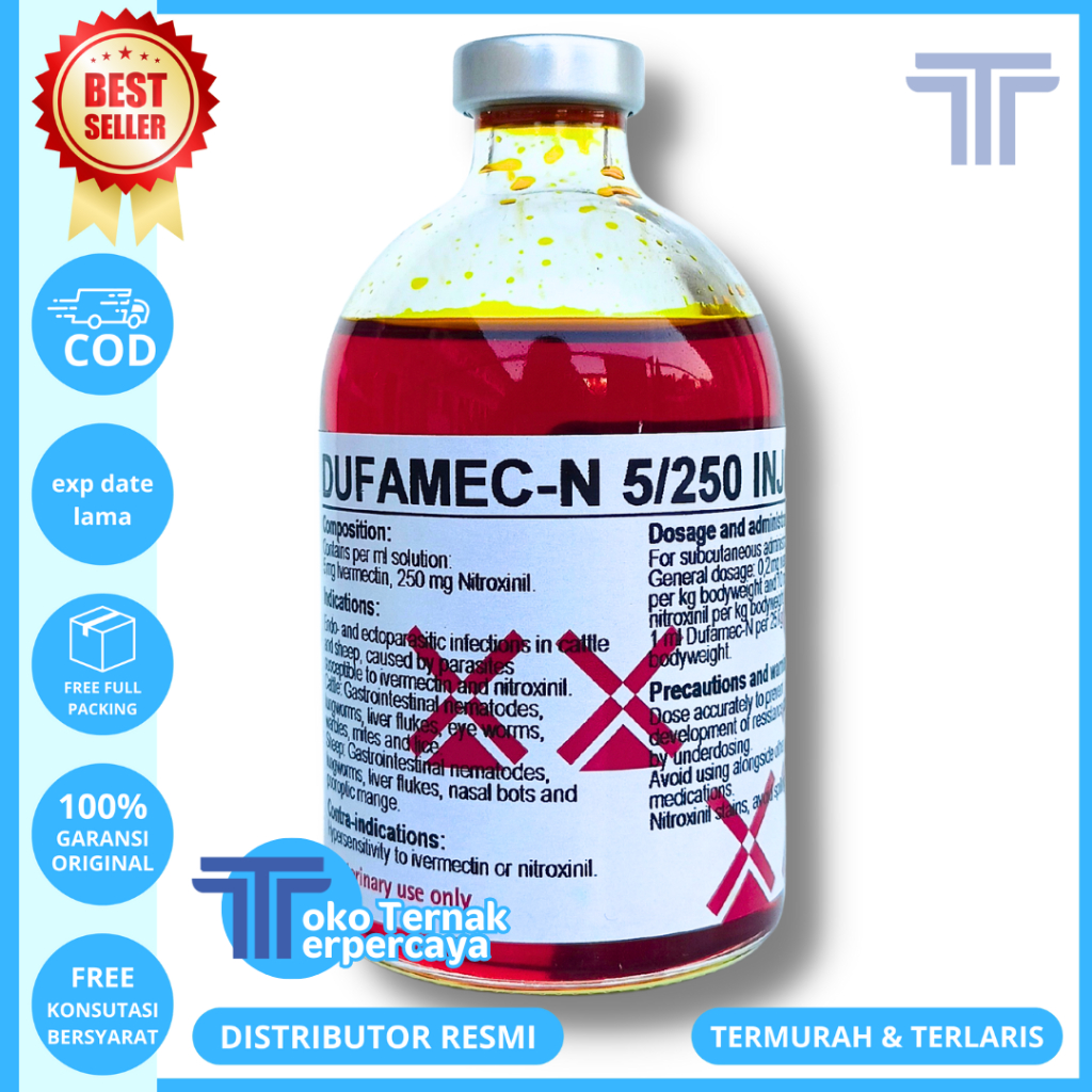 DUFAMEC N 100ML DUTCHFARM - Obat Cacing Hati Ampuh Super untuk Ternak Sapi Kambing Domba