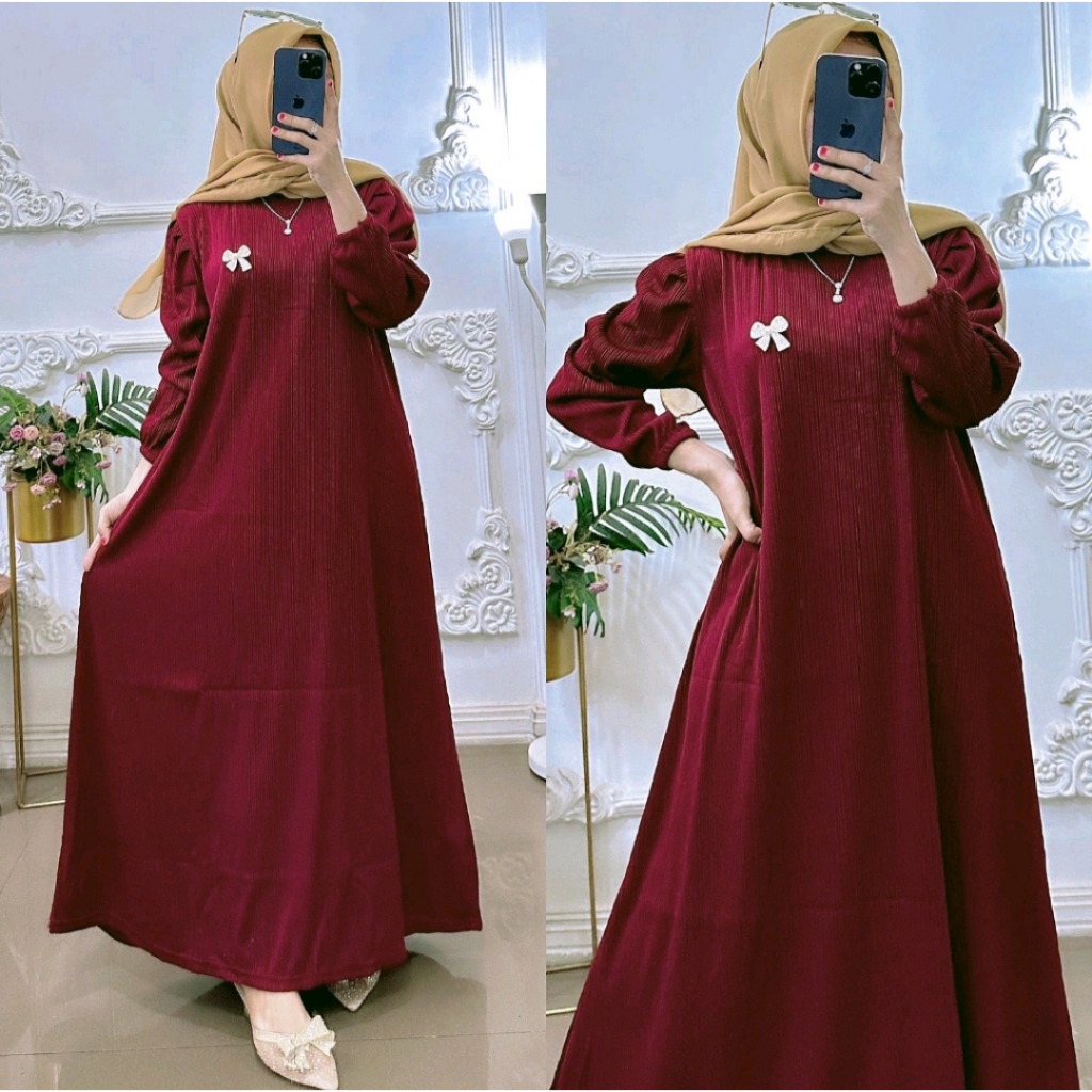 GAMIS SORAYA REMPEL TANGAN KNIT CONDRU STANDAR JUMBO TERBARU