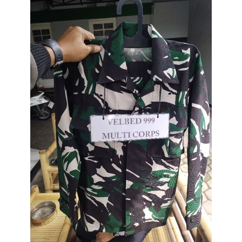 Baju Pdl Velbed TNI Loreng Malvinas Full Furing+Resleting Sritex 999 (warna gelap)