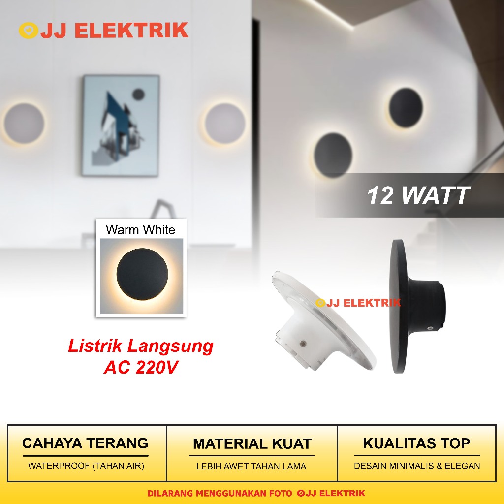 Lampu Tempel Dinding LED Bulat Indoor Outdoor Elegan Estetik Untuk Rumah Cafe Kantor Restoran Hotel