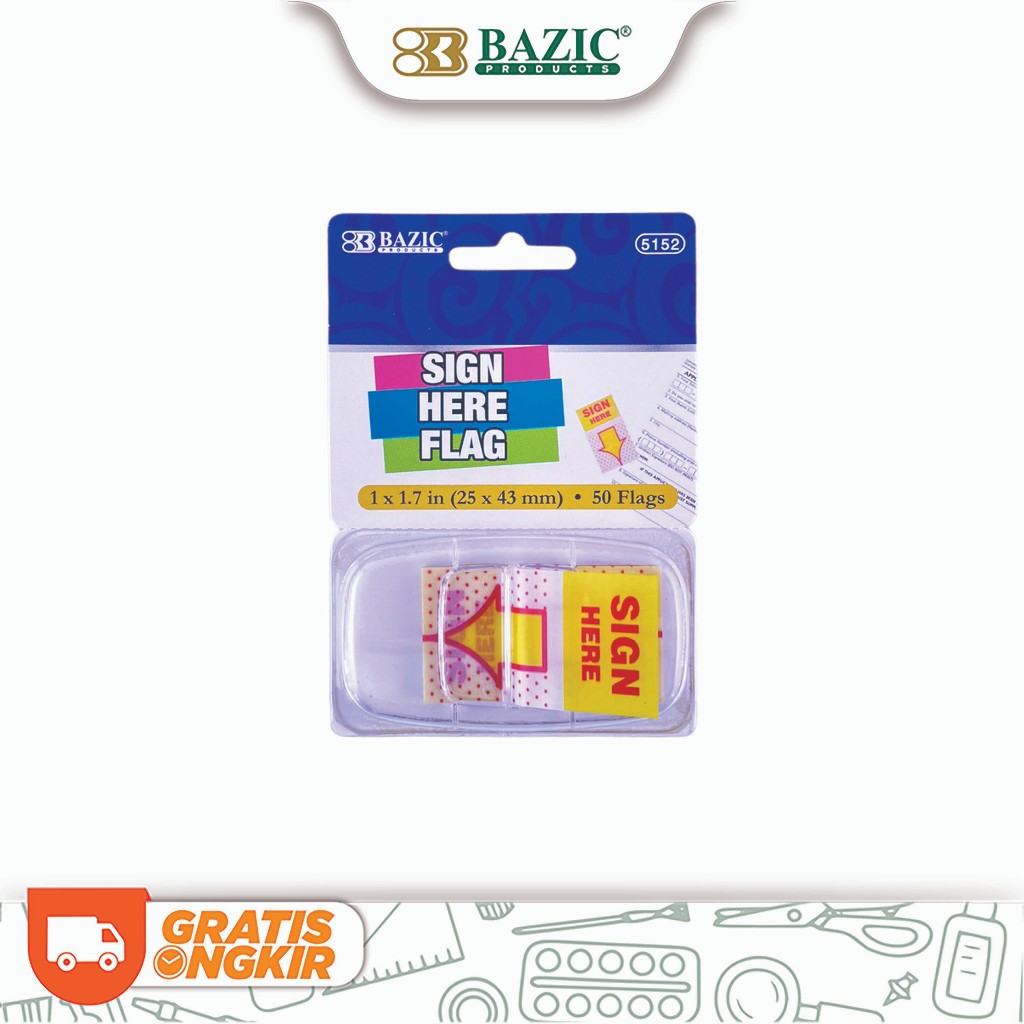 

Bazic Sign Here Flag 25 x 43mm - Penanda Halaman / Pembatas Buku