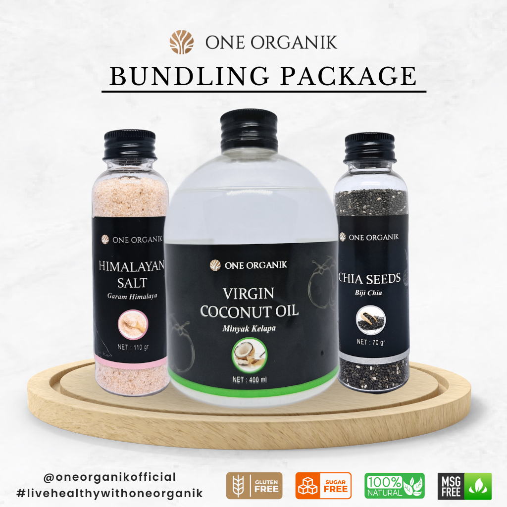 

Paket Bundling One Organik | (Chia Seeds 70 gr - Himalayan Salt 110 gr - VCO 400 ml)