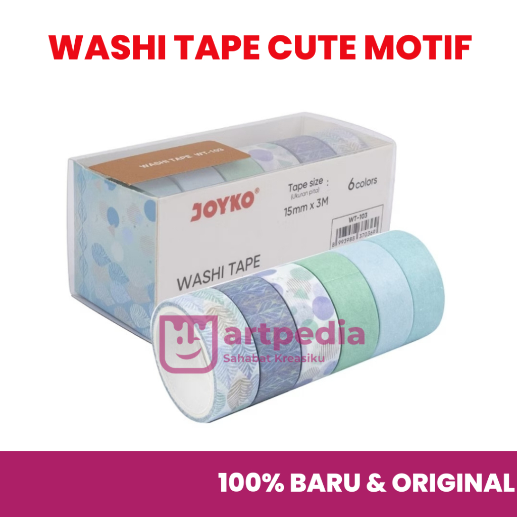 

JOYKO WASHI TAPE WARNA / TAPE MOTIF LUCU WT-103 - PER SELOTIP/SATUAN