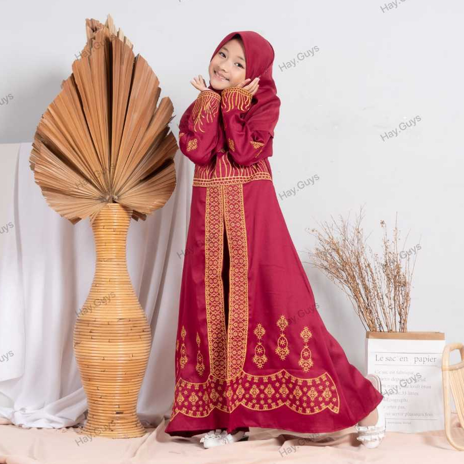 Baju Muslim Anak Perempuan ( Gamis + Celana ) Full Bordir Baju India Anak Perempuan Gamis Anak Perem