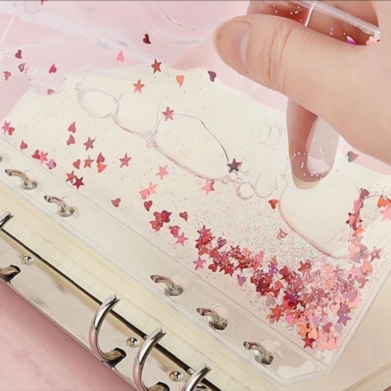 

Pembatas hiasan binder A6 glitter air manik2 ( 1pcs) / hiasan binder A6 glitter / pembatas binder aesthetic
