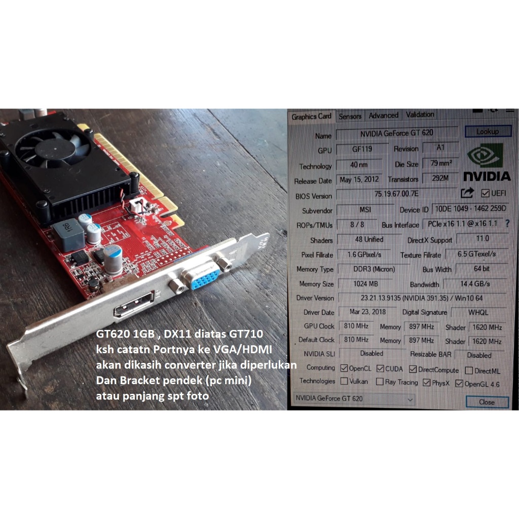 nvidia gt 620 nvidia gt 520 diatas gt 710 gt710 1GB DX11 pupg valorant
