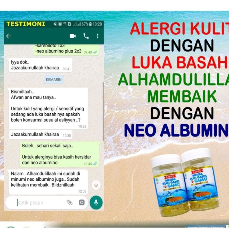 Kapsul Minyak Ikan Gabus plus Minyak Gamat*
*NEO ALBUMINO PLUS*