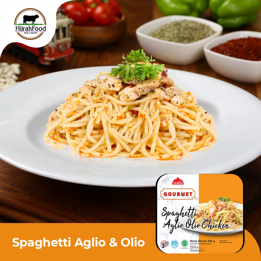 

Laukita Gourmet Spaghetti Aglio Olio Chicken Siap Saji Frozen Food Praktis Halal 300 gram