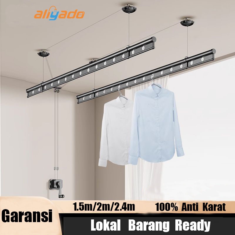 1.5M Jemuran Baju Lifting Hanger Aluminium Gantungan COD Pakaian Jemuran pakaian Jemuran dinding