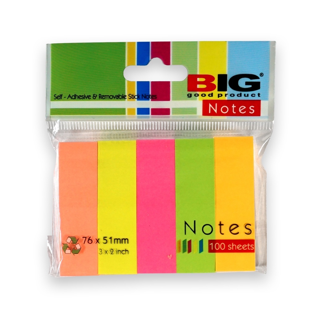 

POST IT / STICKY MEMO PAD / MEMO TEMPEL / NOTE TEMPEL / PENANDA BUKU / STICKY NOTES KERTAS / STICKY NOTES BIG 3 X 2 / 76 X 51 5 WARNA / STICKY NOTES BIG SN7651-5W