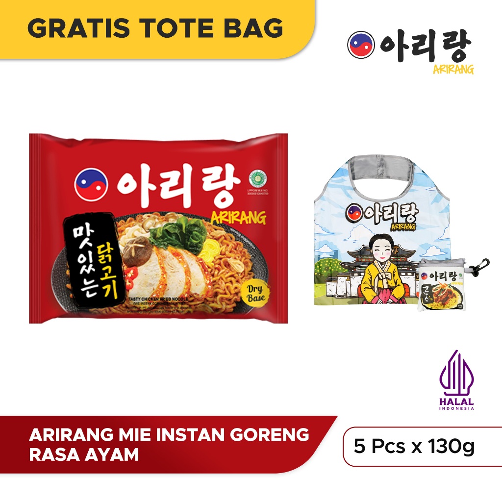 

5 Pcs Arirang Mie Instan Goreng Rasa Ayam 130g FREE Tote Bag (AR25)