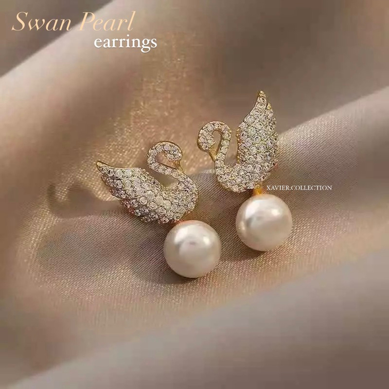 Swan Pearl Earrings / Aksesoris Anting Angsa Fashion