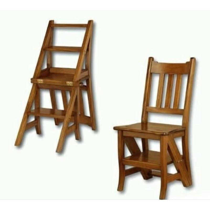 KURSI TANGGA LIPAT KAYU JATI | KURSI LIPAT FURNITURE JATI | KURSI CAFE KURSI ROTAN JATI
