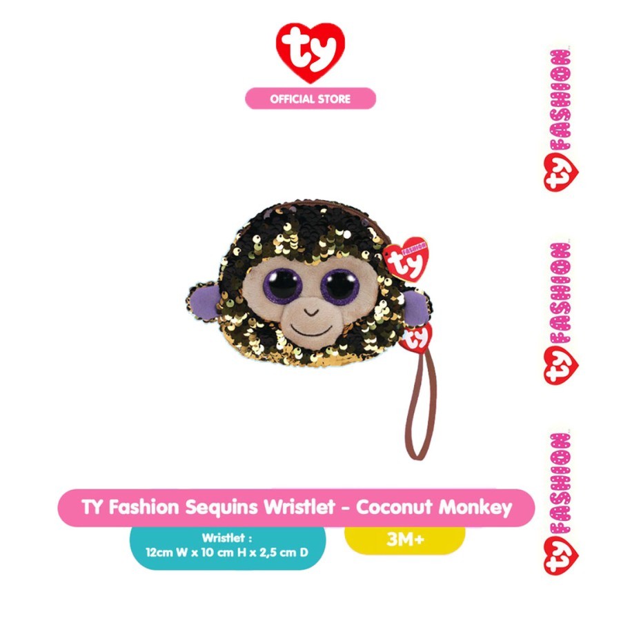 TY Fashion Sequins Wristlet Coconut Monkey - Tas Boneka Monyet