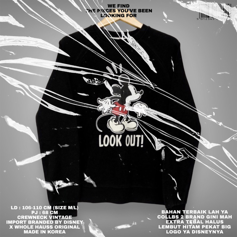 Disney x holl hauss original/disney original/disney sweater/disney crewneck/mickey sweater/black swe