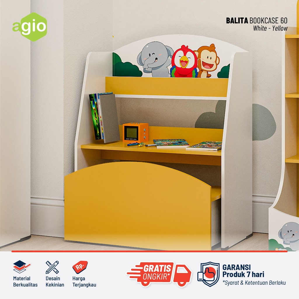 Oggi - Rak Buku Mainan / Meja Belajar Anak / Bookcase / Balita Bookcase 60