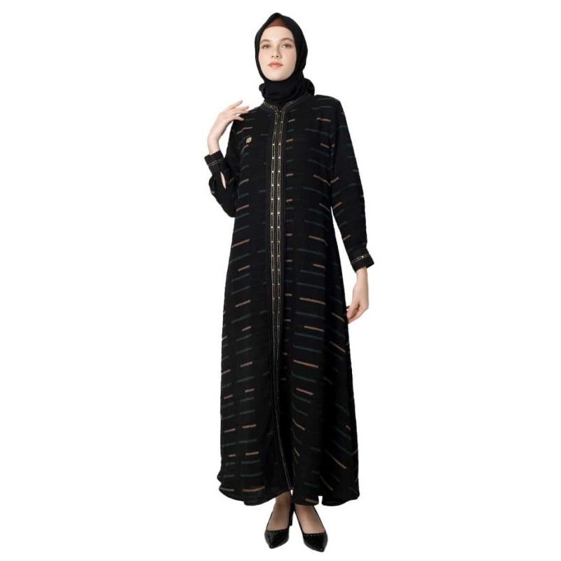 New Abaya hikmat original A9960 -02 black size S M L dan XL ( harga diskon )