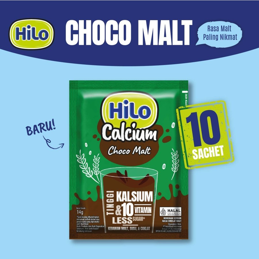 

CHOCO MALT HILO - HiLo Choco Malt Hi Calcium iai 10 sachet – Malt Cokelat Susu Berenergi Tinggi