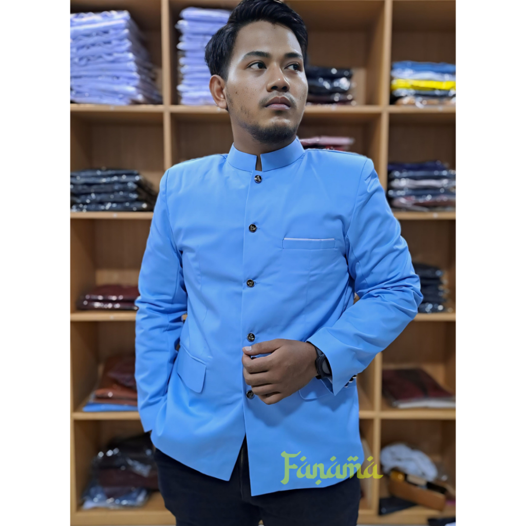 Jasko Warna Biru Langit Jas Koko Pria Dewasa Jasko Mandarin