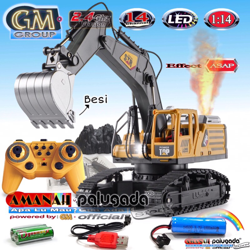 GM-689-711 RC Truck Skala 1:14 Beko Alloy Asap 2.4GHz 14CH Auto Demo LED Suara Auto Swing Excavator 