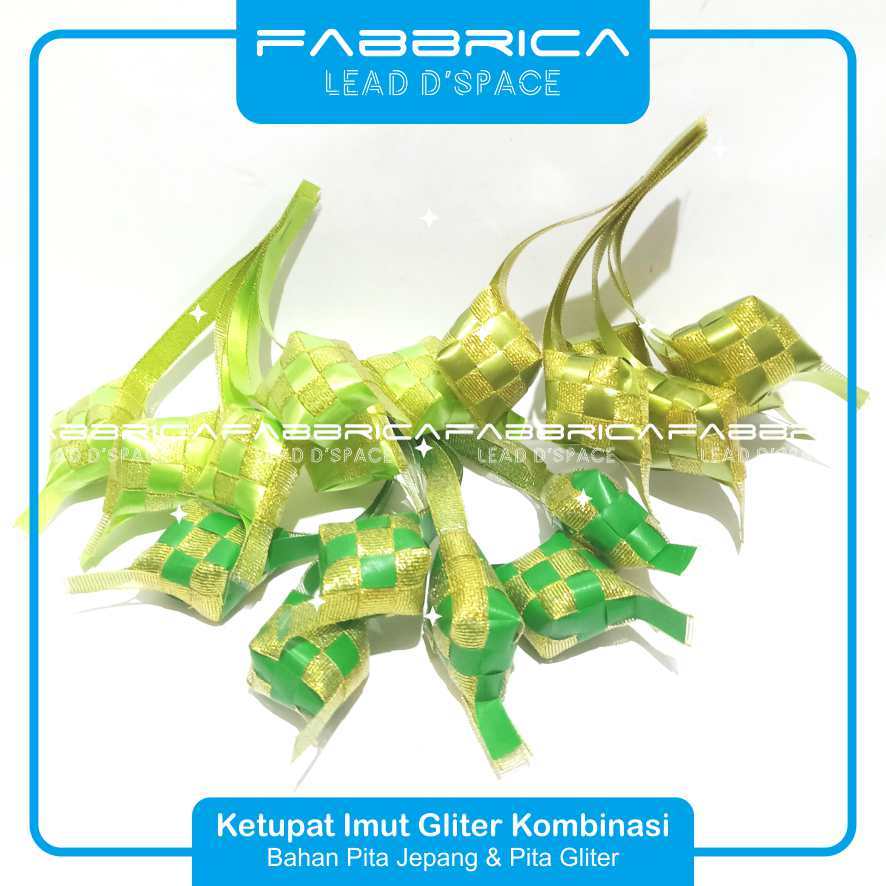 

Fabbrica - Ketupat Mini Imut Hiasan Lebaran Gantungan Pita Hamper Parcel Idul Fitri Kombinasi Mas ukuran kecil isi 12 pcs