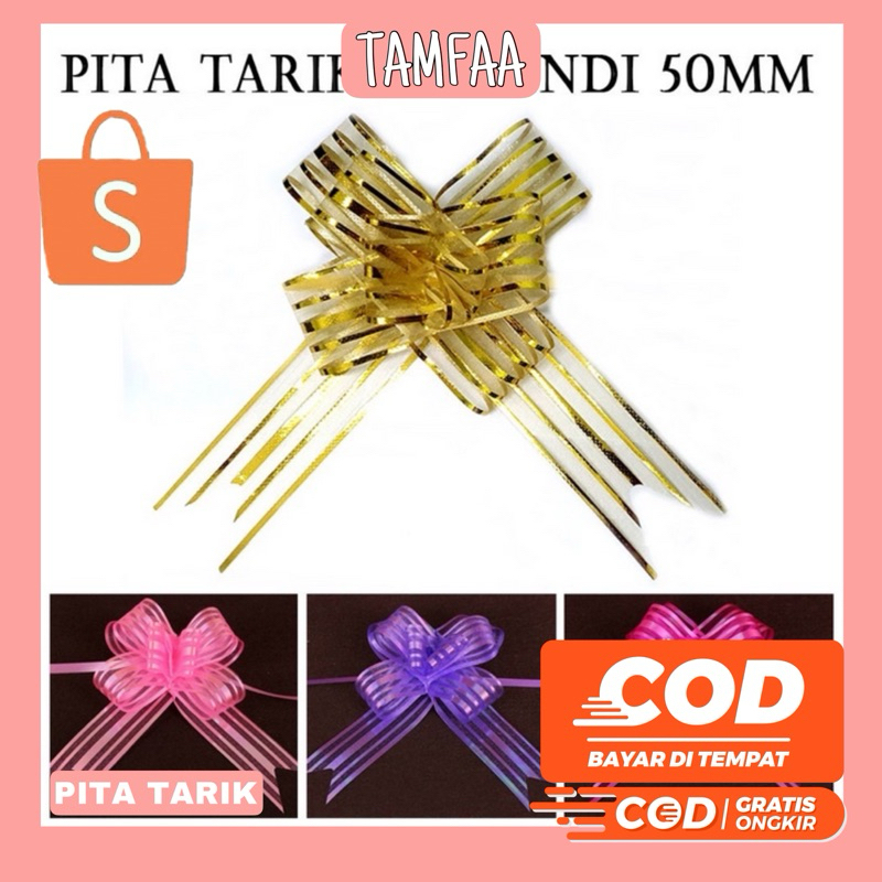 

PITA SERUT ORGANDI PITA TARIK BESAR 71 MM KAIN KACA METALIK ORGANZA HIASAN PARCEL LEBARAN