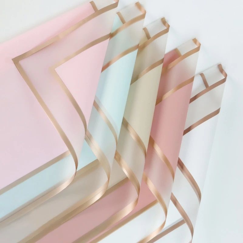 

Cellophane Transparan double list gold buket bunga