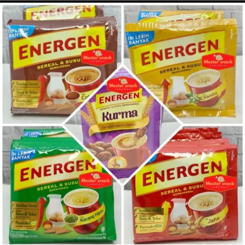 

Energen Sereal 10 pcs @ 29 gram Coklat Jahe kurma Kacang Hijau Vanilla harga serenceng