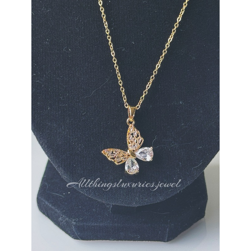 SARAH Necklace (kalung fashion titanium gold VCA import Korea READY STOCK)