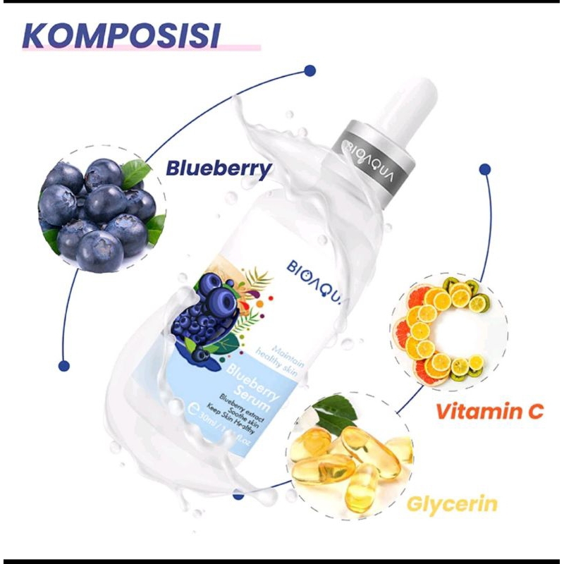 BPOM Serum Bioaqua Blueberry Wonder Essence Serum Glowing Anti Jerawat Dan Penuaan Dini