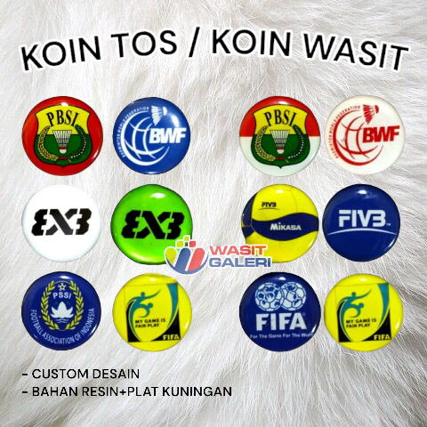 KOIN TOS / KOIN WASIT SEPAK BOLA, BULUTANGKIS, VOLI, BASKET (BAHAN KUNINGAN LAPIS RESIN / FIBER)
