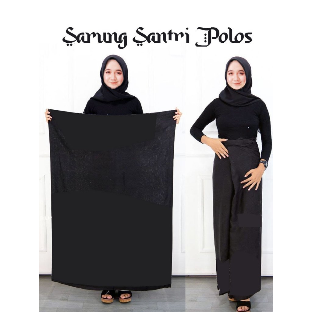 Sarung Santri Putri AQIL Hitam Polos wanita