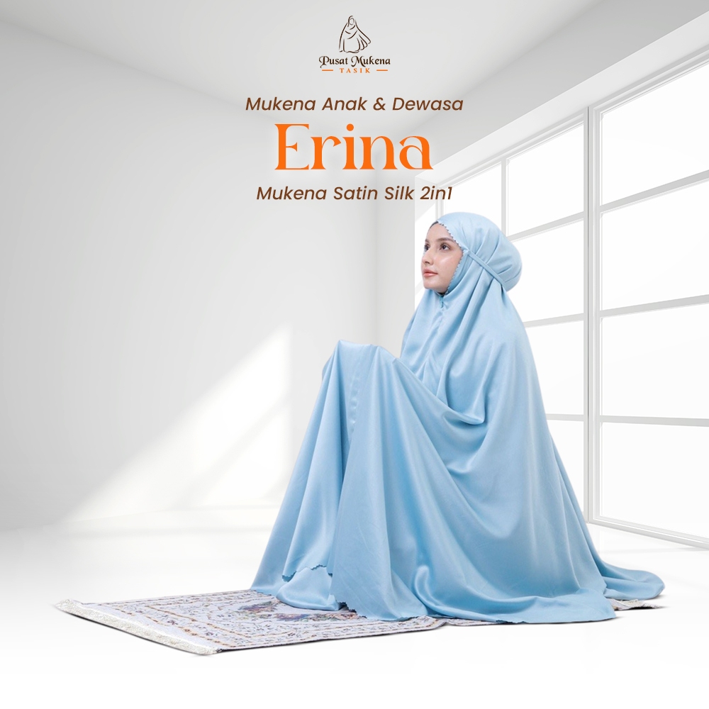 Pusat Mukena Tasik Termurah - Erina Series Mukena Satin Silk Premium - Mukena 2in1 Laser Cut Dewasa 