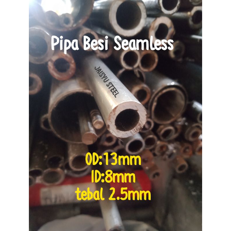 pipa besi seamless od 13mm id 8mm tebal 2,5mm ready panjang 70cm dan 100cm