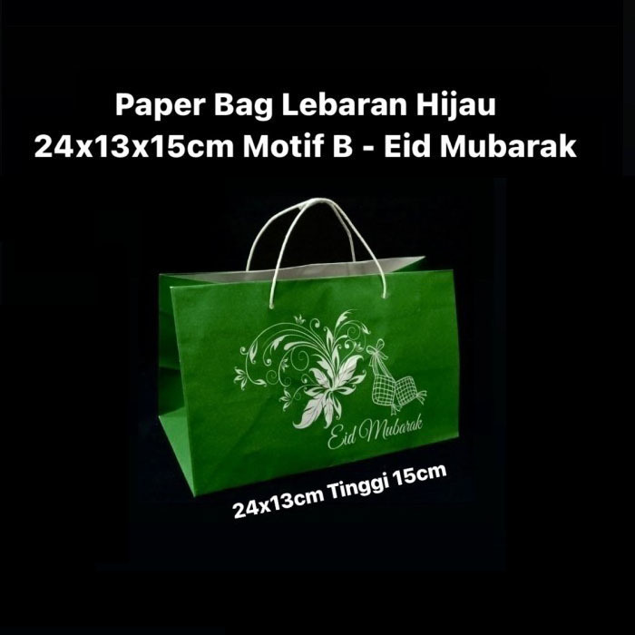 

(10 pcs) paperbag lebaran ukuran 24x13x15cm goodie bag kemasan toples kue kering 250gr isi 4 hantaran idul fitri eid mubarak