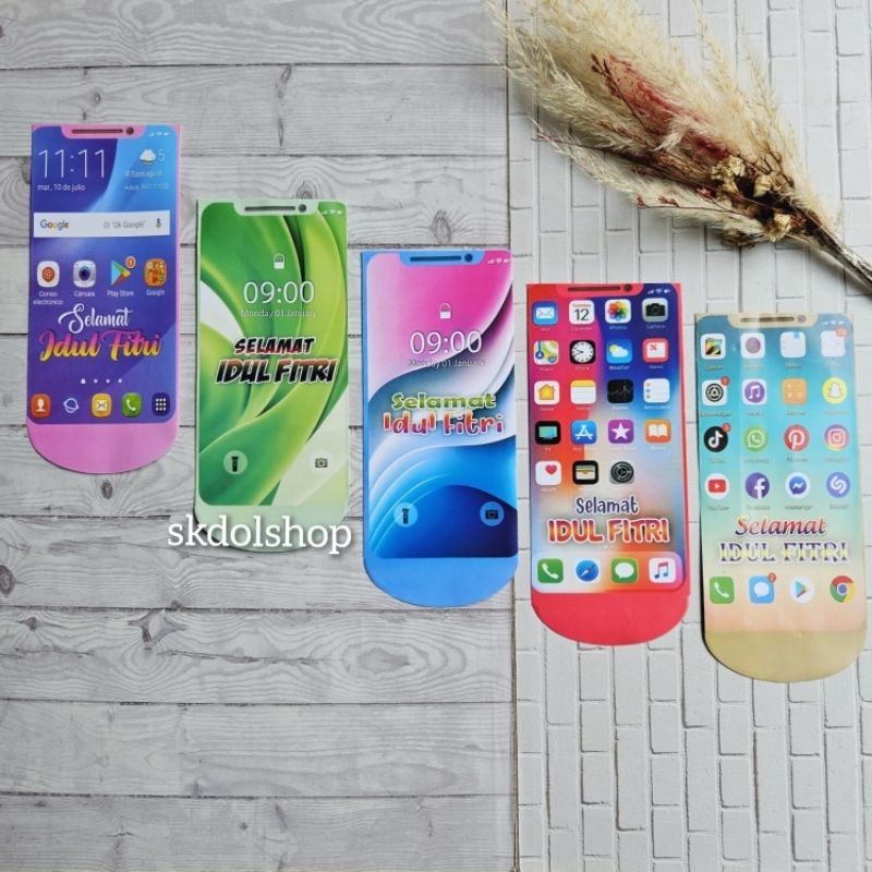 

Amplop lebaran Angpau lebaran karakter HP/handphone HK ukuran panjang/L isi 50 lembar mix 5 gambar