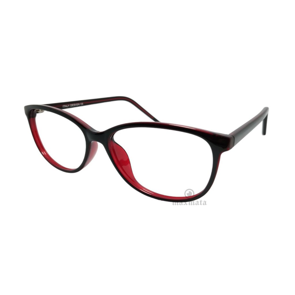 Frame Kacamata Wanita Oval Merah Hitam