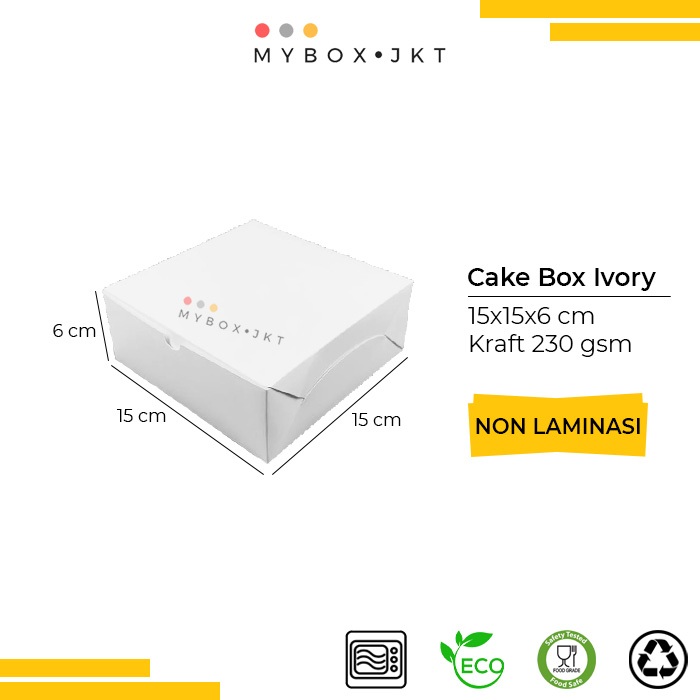 Box Dus Kotak Kue Pizza Nasi 15x15x6 IVORY PUTIH
