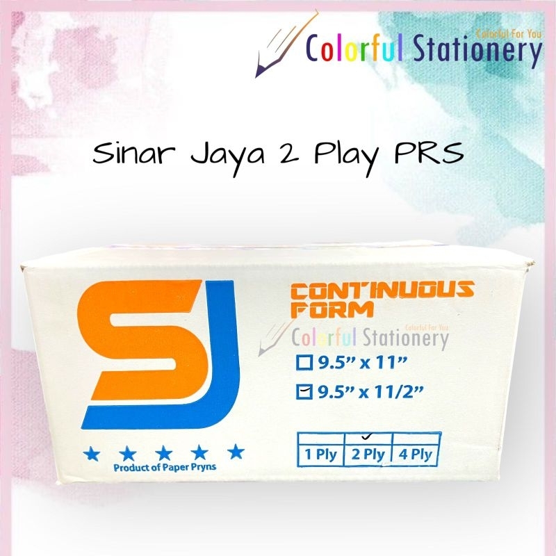 

Continous Form Sinar Jaya 9.5" x 11/2" 2 Play (PRS / Bagi 2)