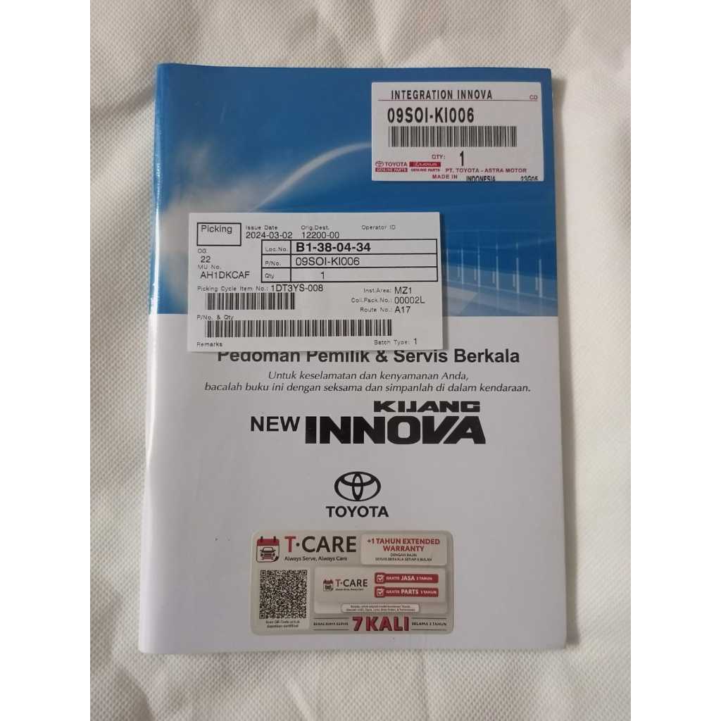 Buku Manual Pedoman Pemilik Integration Book Innova Original Toyota