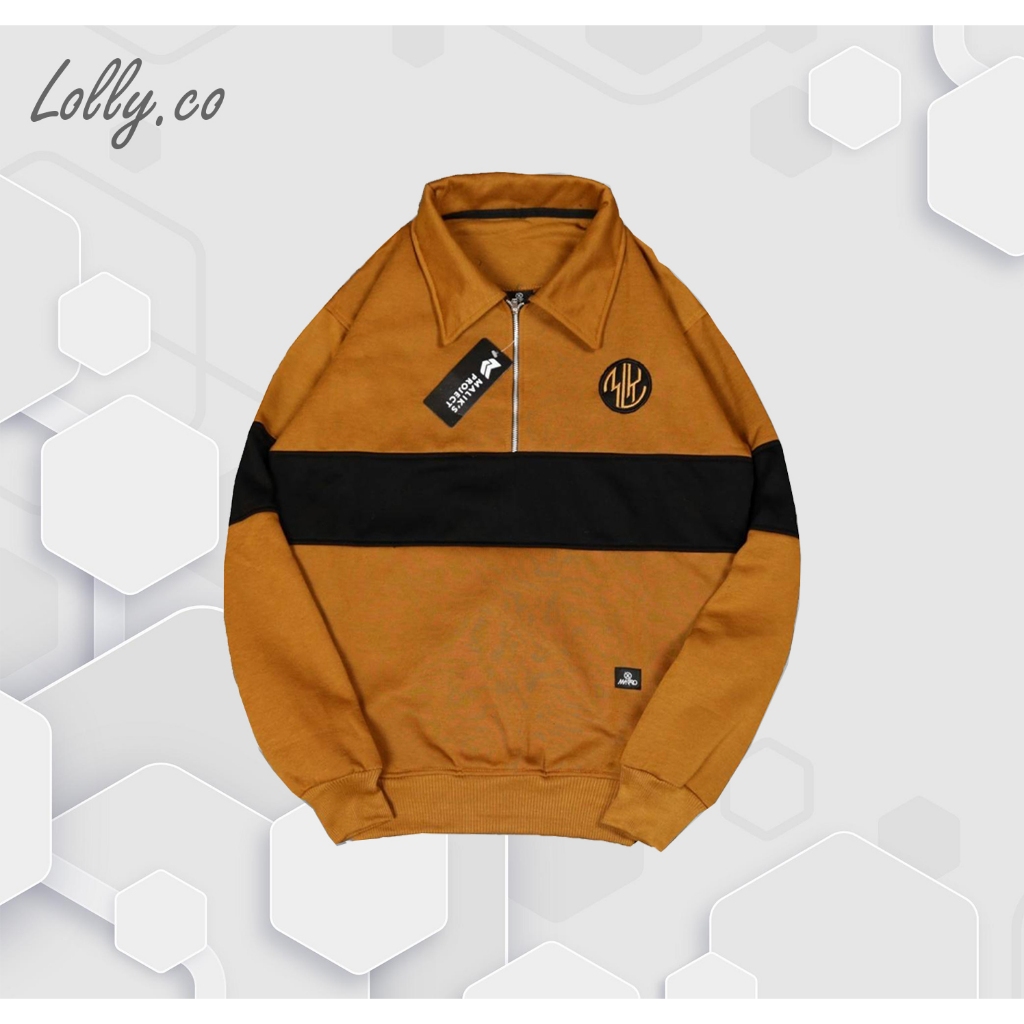 Halfzip Rugby Sweater Cute Goods Coklat Premium High Quality