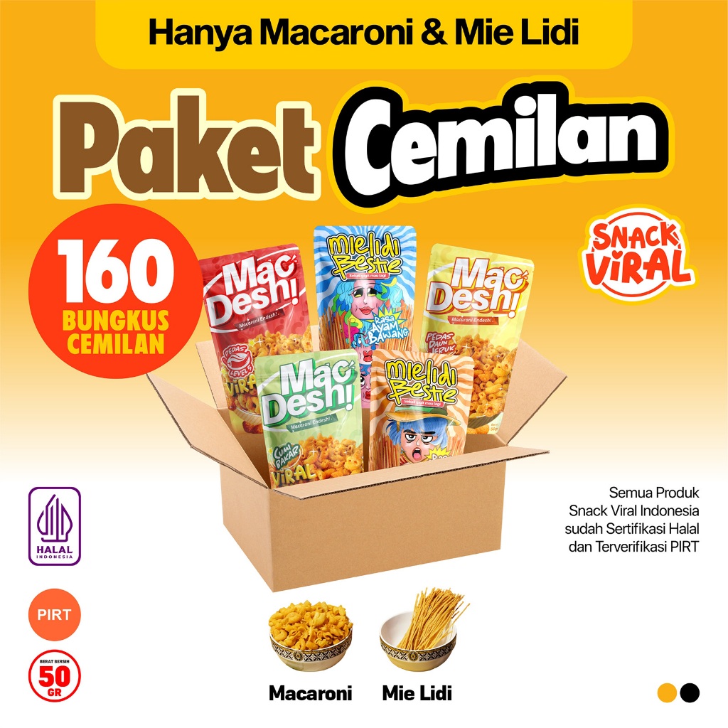 

Snack Viral - Paket Cemilan 160 Bungkus - Makaroni & Mie Lidi - Usaha Murah