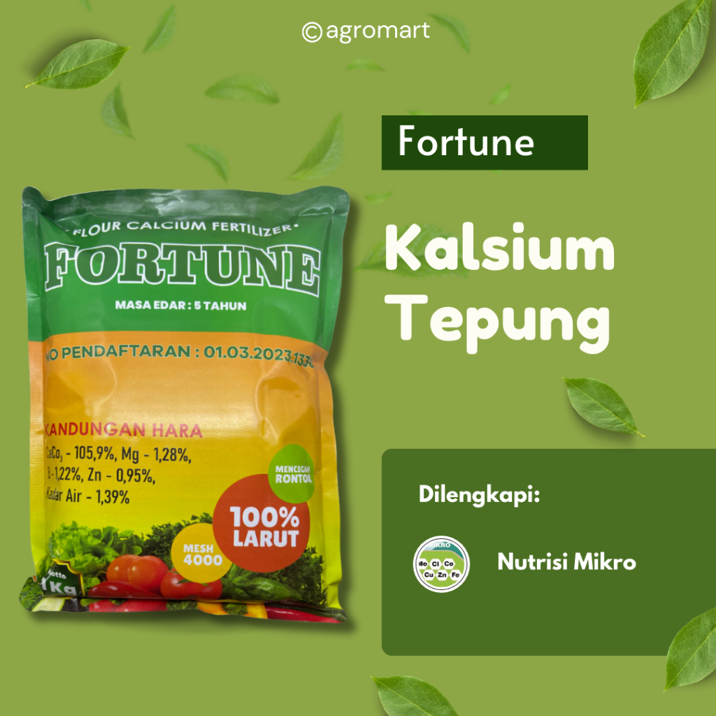 

Kalsium Tepung Fortune 1kg rekomendasi pupuk tanaman tepung