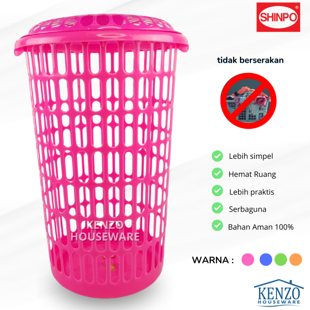 Keranjang Baju Kotor Plastik Keranjang Warna Laundry Plastik Tutup Jumbo Besar Large