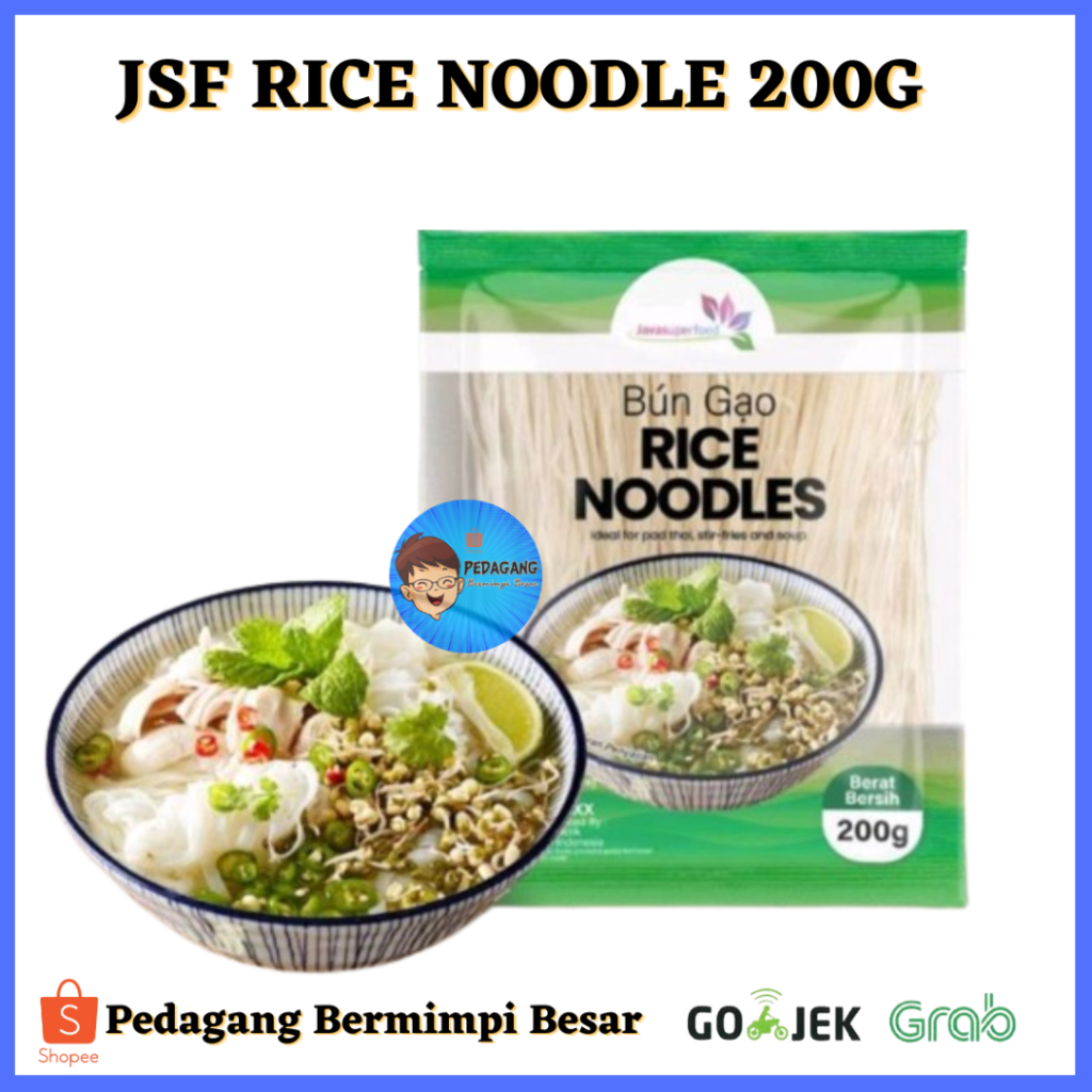 

JSF RICE NOODLE 200G/ Rice Noodle / Kwetiaw Mie Beras Vietnam / Pho Soup Bun gao/ mie