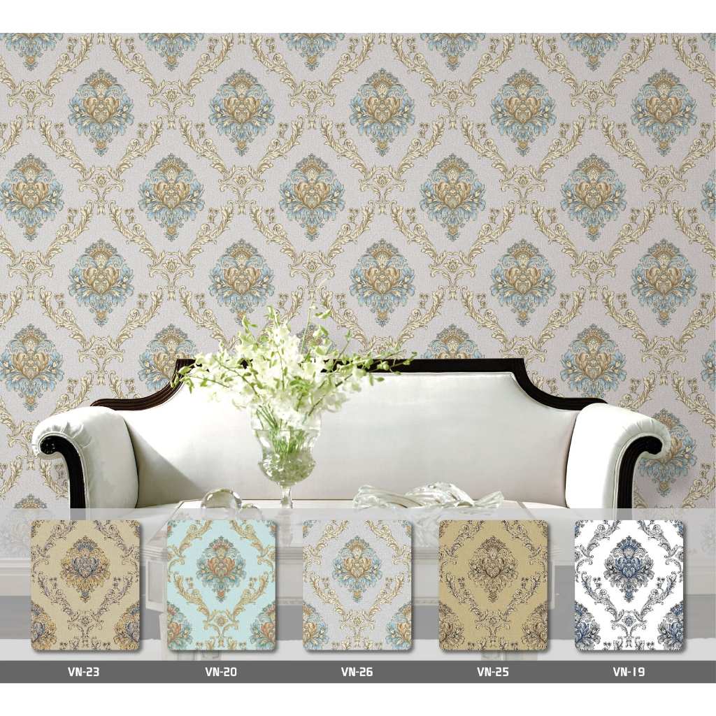 Wallpaper Vinyl Wallpaper Dinding Motif Klasik Elegan Ukuran 53 cm X 10 m