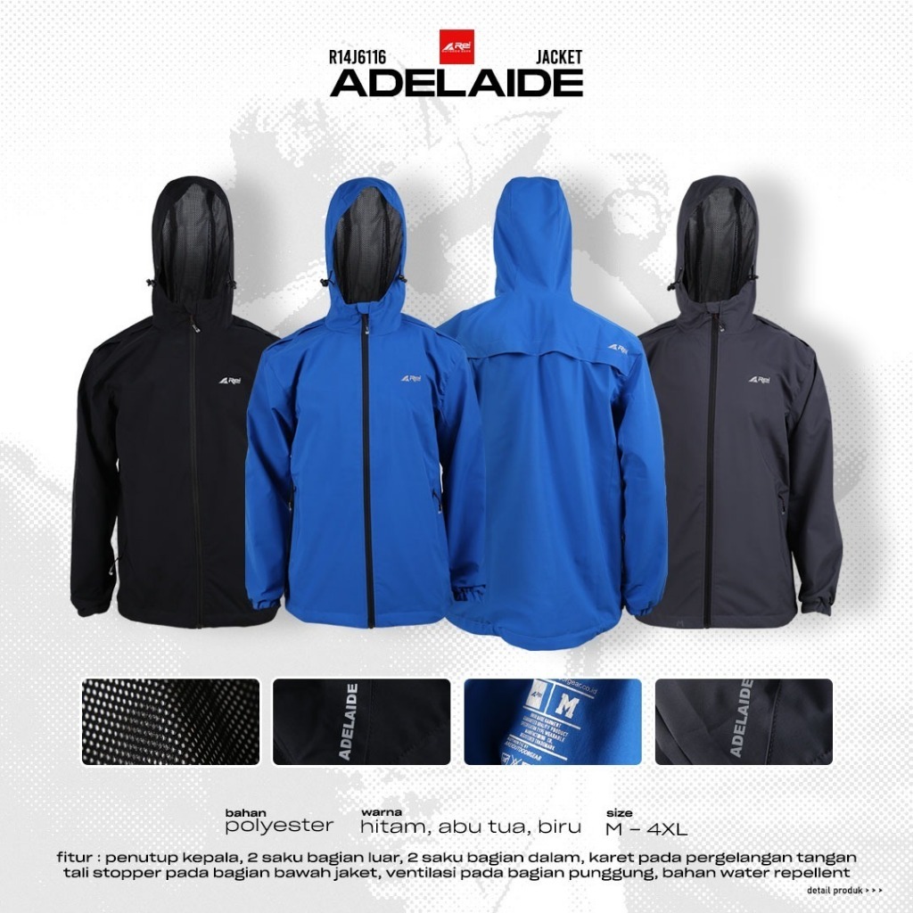 Jaket Gunung Pria Wanita ADELAIDE AREI OUTDOORGEAR - Jaket Parasut REI ADELAIDE - Jaket HIKING PRIA 