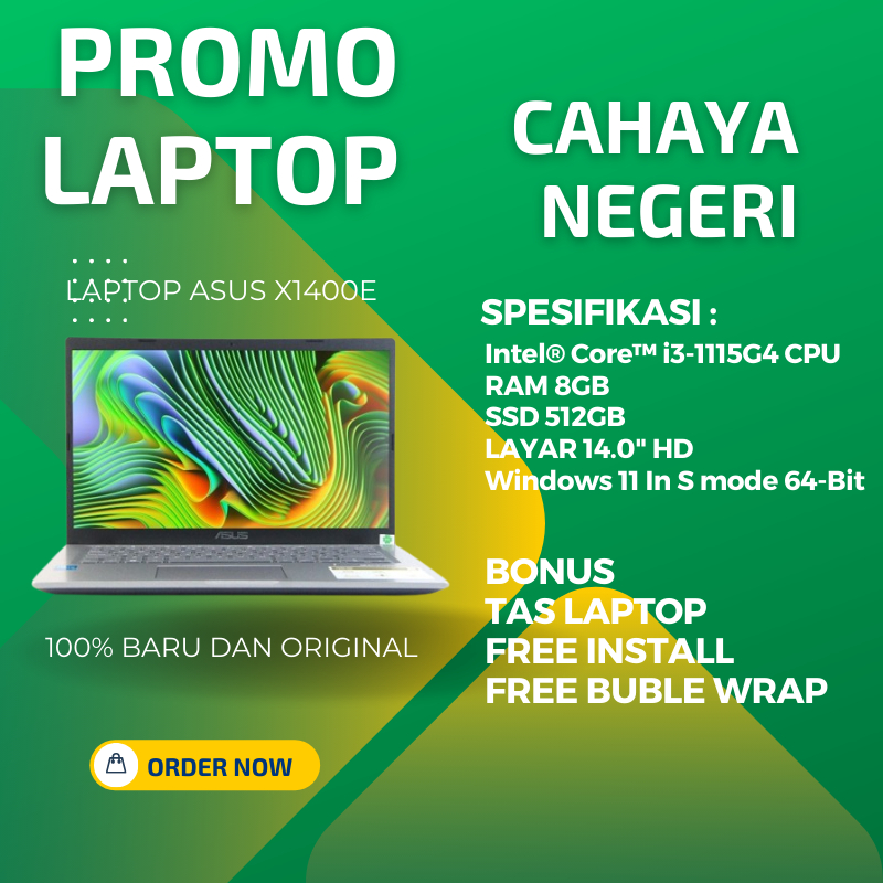 PROMO LAPTOP ASUS X1400E Intel CORE i3 GENERASI 11 RAM 8GB SSD 512GB Windows 11 ORIGINAL + TAS