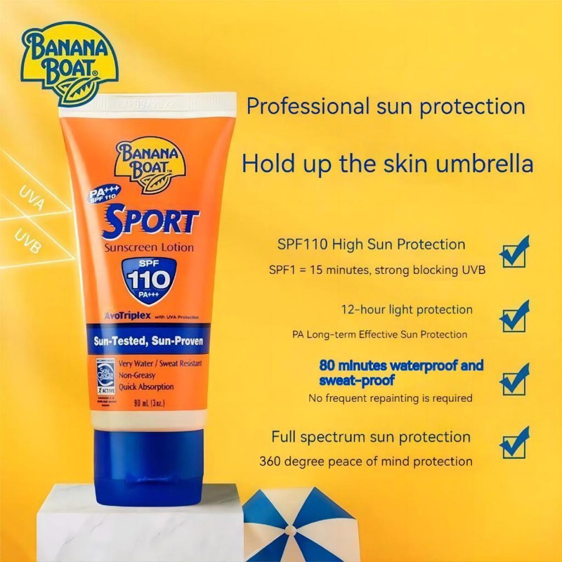 Banana Boat Sport Sunscreen SPF 110 PA+++ /Banana Boat Sunblock/Banana Boat Sunscreen 90ML